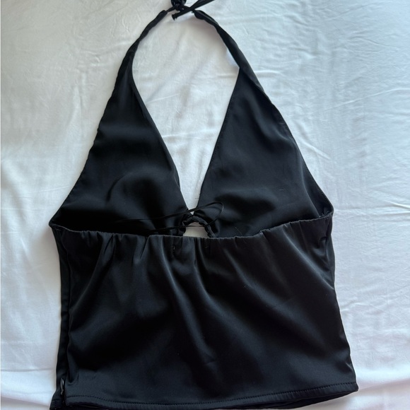Abercrombie & Fitch Black Halter Top with Drawstring Detail - Picture 2 of 2